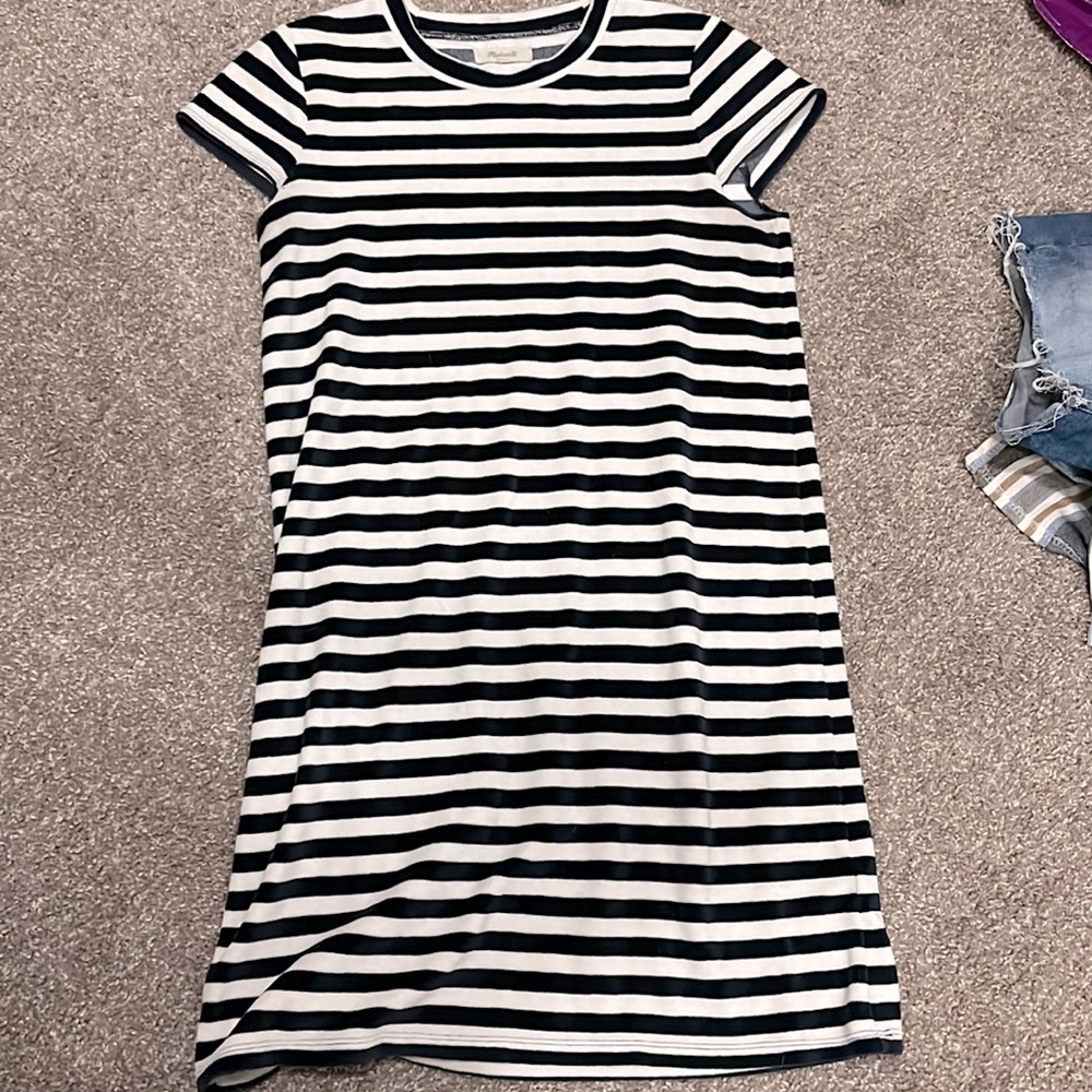 Madewell velour sporty stripe dress size small